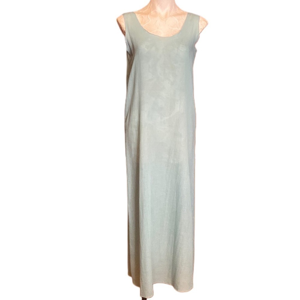 Linda Lundstrom Seafoam Green Sheer Maxi Long Shift Dress sz S NWT